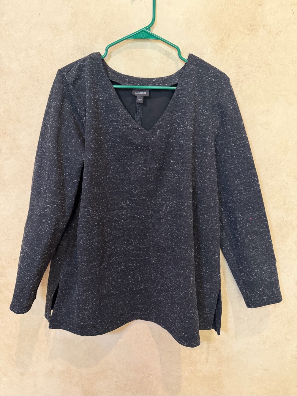 J. Jill Wearever gray heavy knit Speckled V-Neck Tunic large